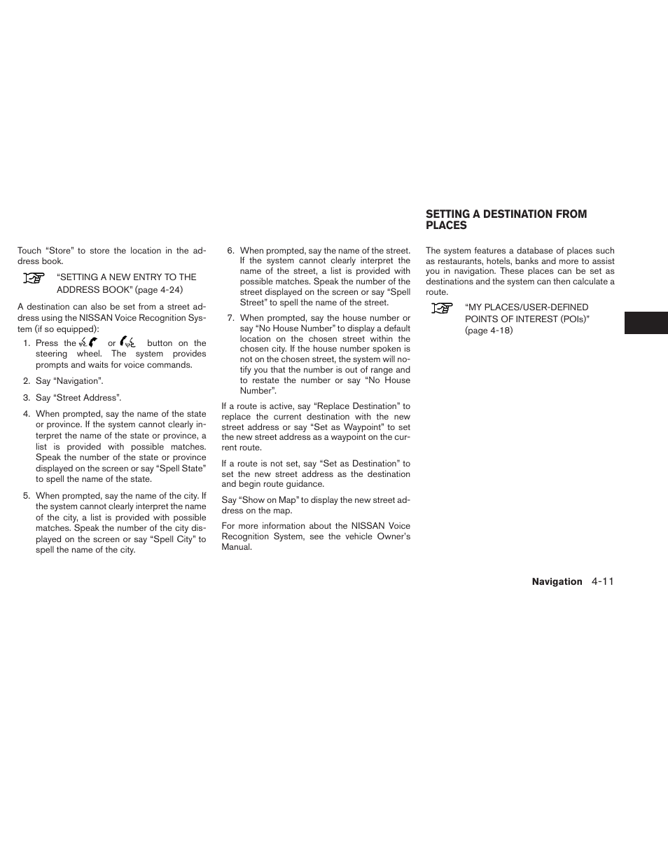 Setting a destination from places -11 | NISSAN 2013 Titan - Navigation System Owner's Manual User Manual | Page 45 / 104