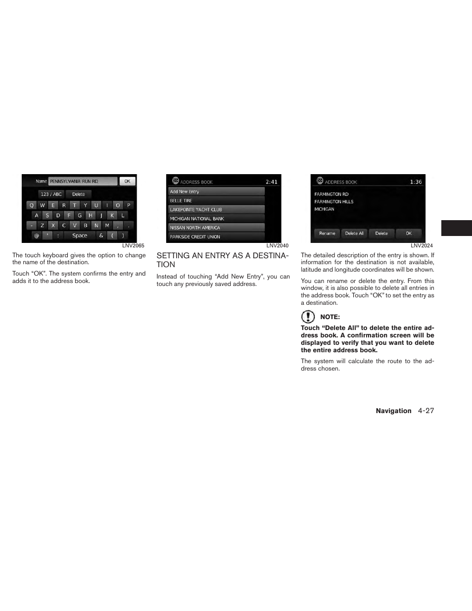 Setting an entry as a destination -27 | NISSAN 2013 Titan - Navigation System Owner's Manual User Manual | Page 61 / 104