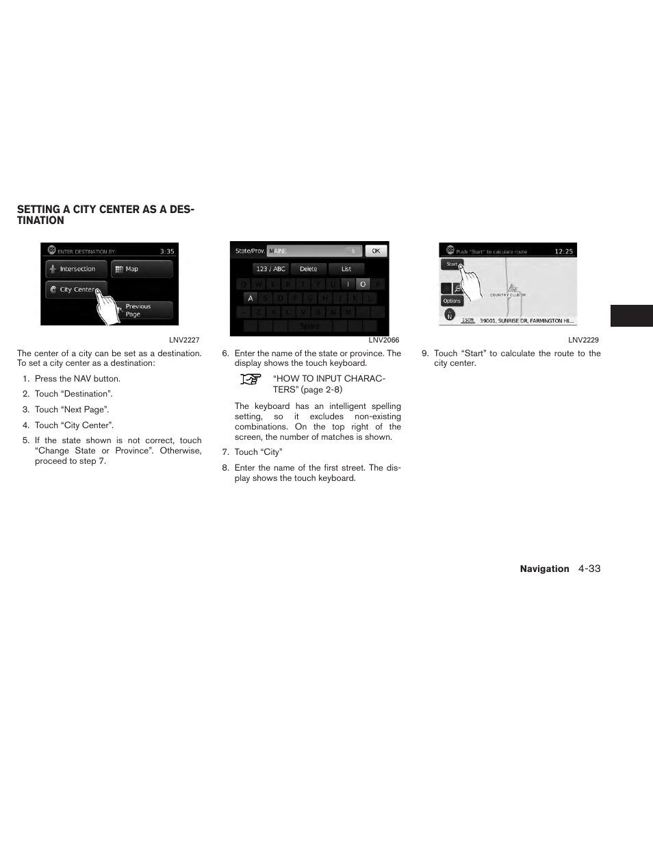 Setting a city center as a destination -33 | NISSAN 2013 Titan - Navigation System Owner's Manual User Manual | Page 67 / 104