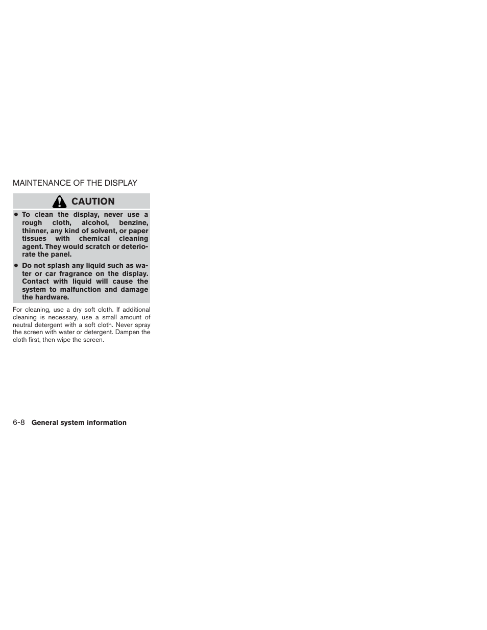 Maintenance of the display -8, Caution | NISSAN 2013 Titan - Navigation System Owner's Manual User Manual | Page 96 / 104
