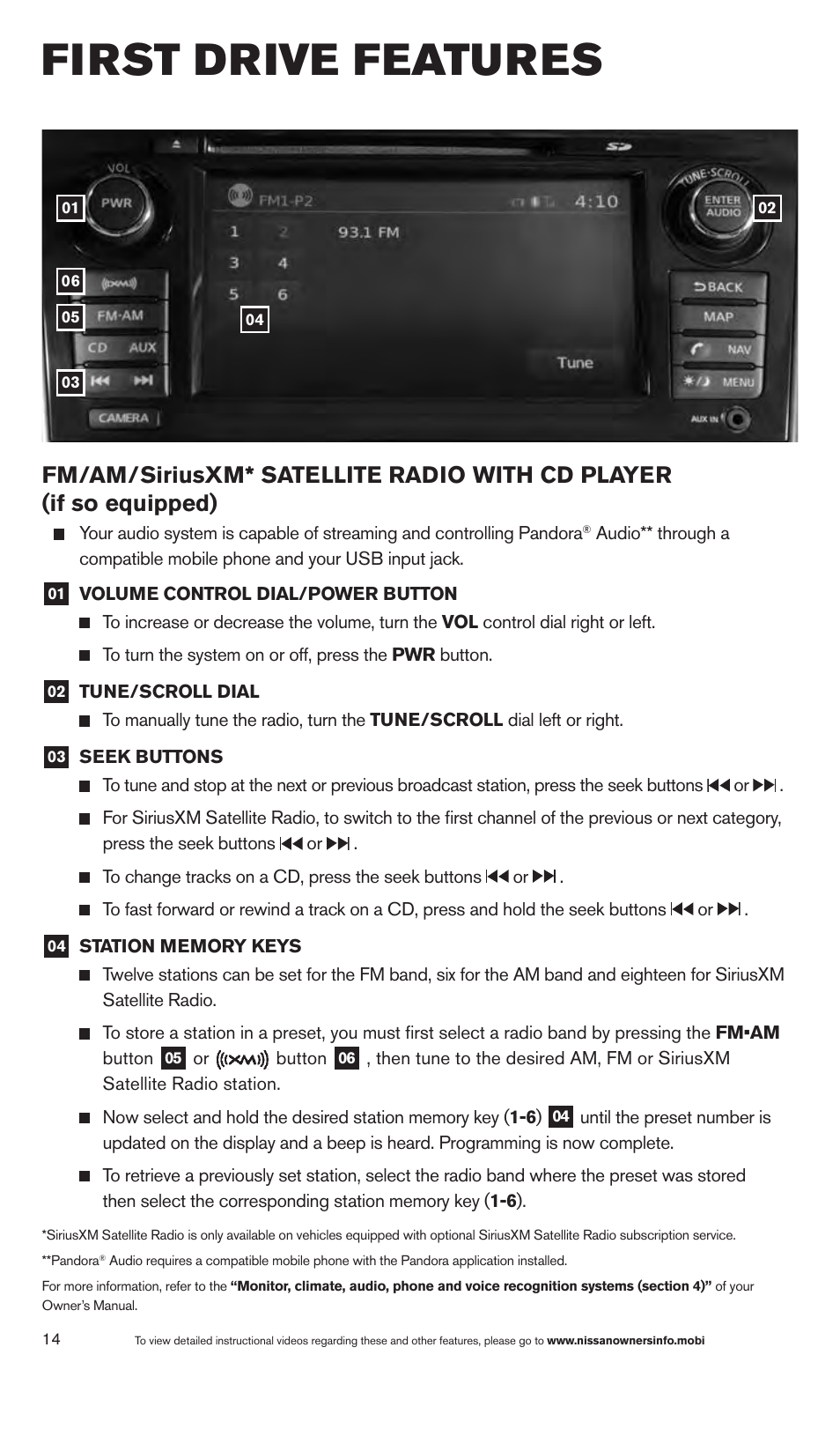 First drive features | NISSAN 2013 Altima Sedan - Quick Reference Guide User Manual | Page 16 / 28