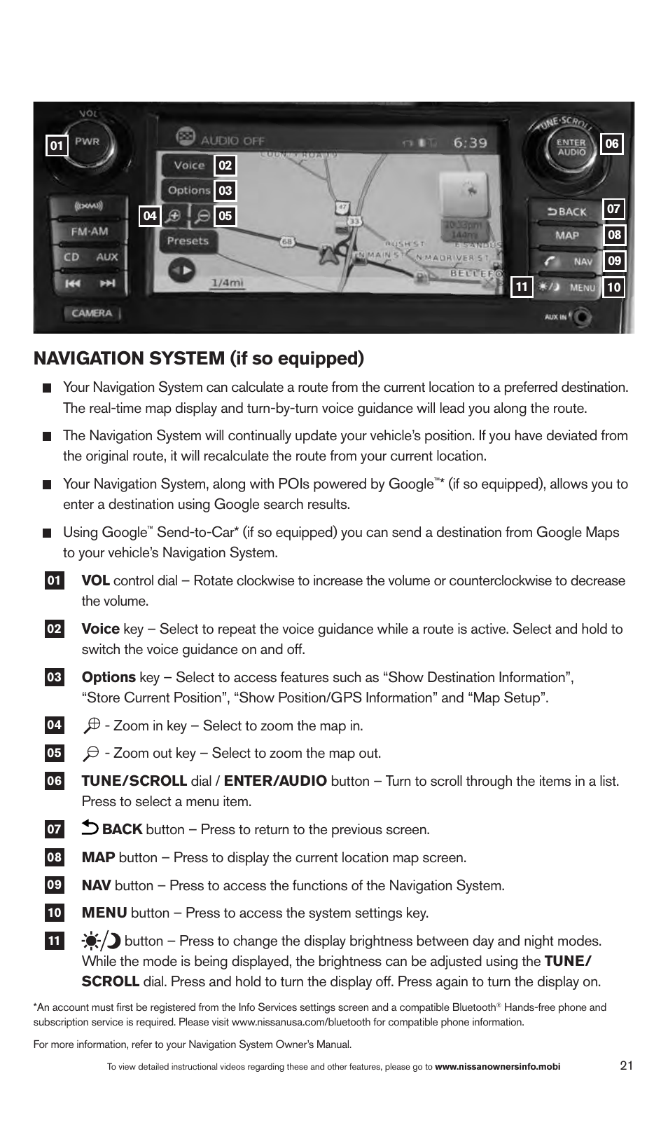 Navigation system (if so equipped) | NISSAN 2013 Altima Sedan - Quick Reference Guide User Manual | Page 23 / 28