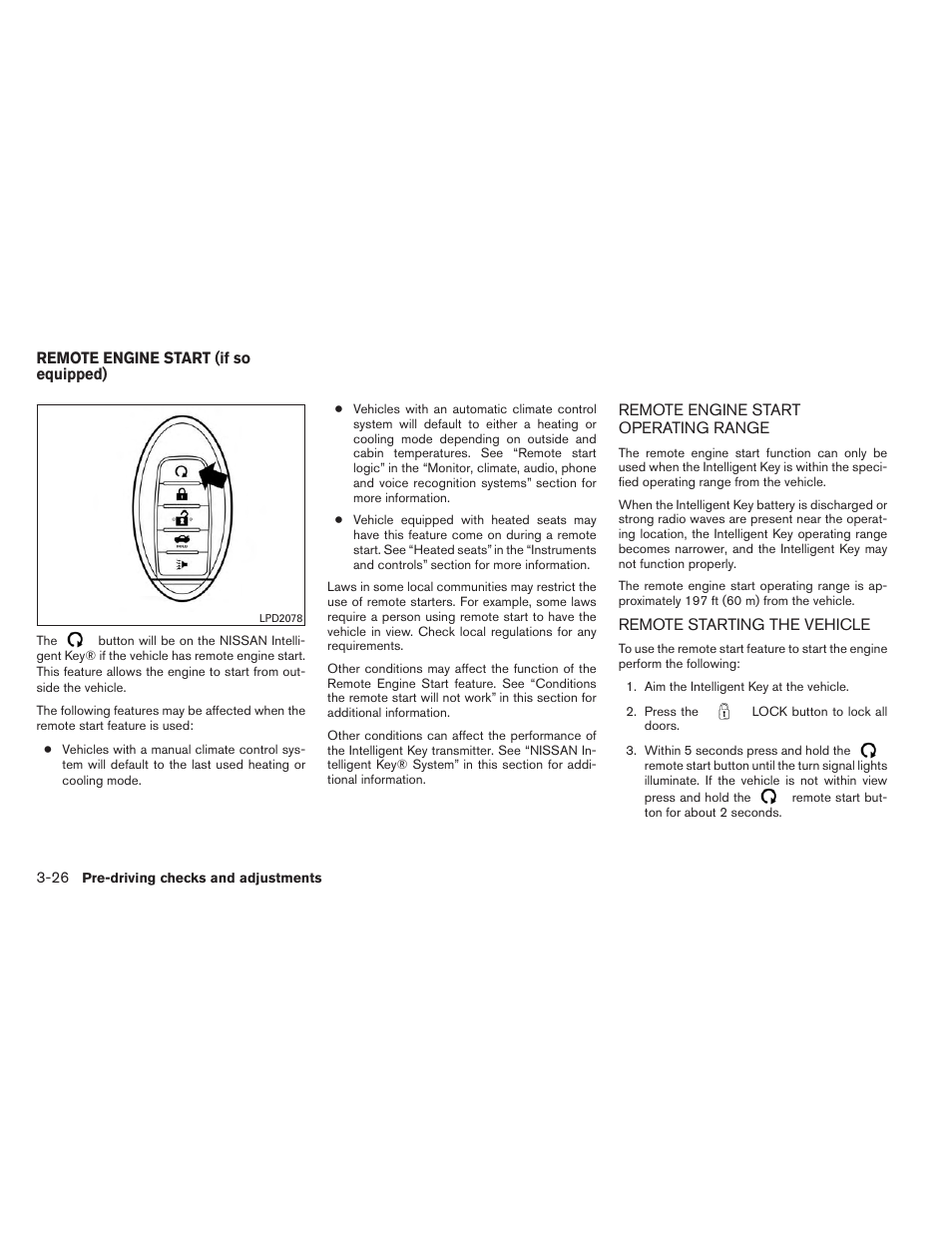 Remote engine start (if so equipped) -26 | NISSAN 2014 Altima Sedan - Owner's Manual User Manual | Page 157 / 428