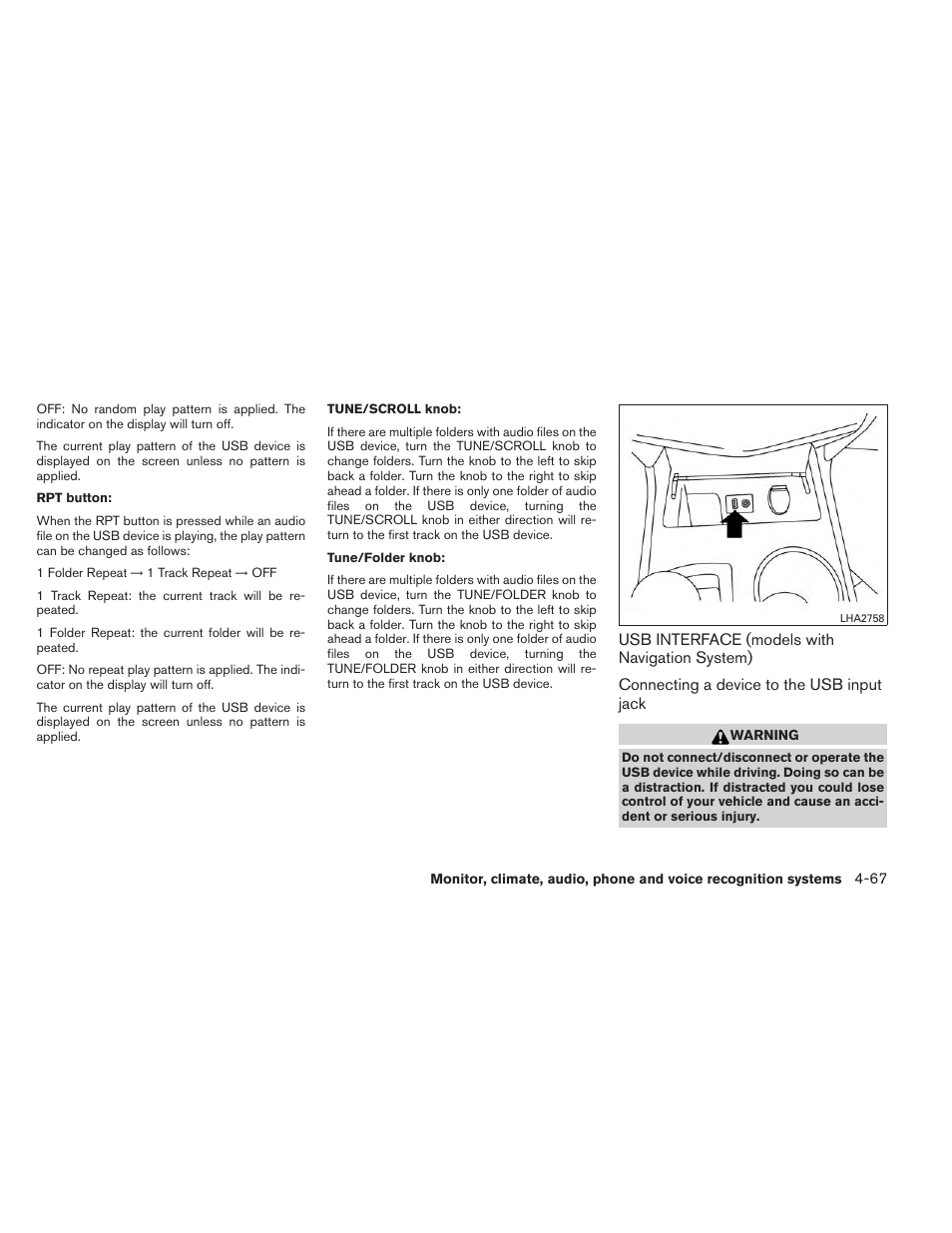 Usb interface (models with navigation system) -67 | NISSAN 2014 Altima Sedan - Owner's Manual User Manual | Page 236 / 428