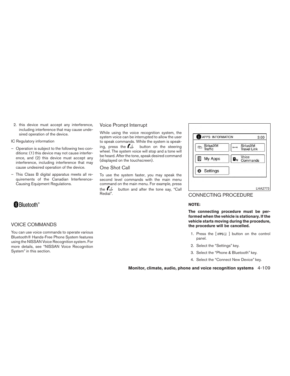 Voice commands -109 connecting procedure -109 | NISSAN 2014 Altima Sedan - Owner's Manual User Manual | Page 278 / 428