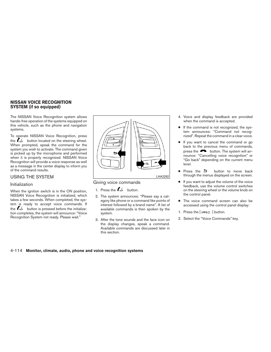 Using the system -114 | NISSAN 2014 Altima Sedan - Owner's Manual User Manual | Page 283 / 428