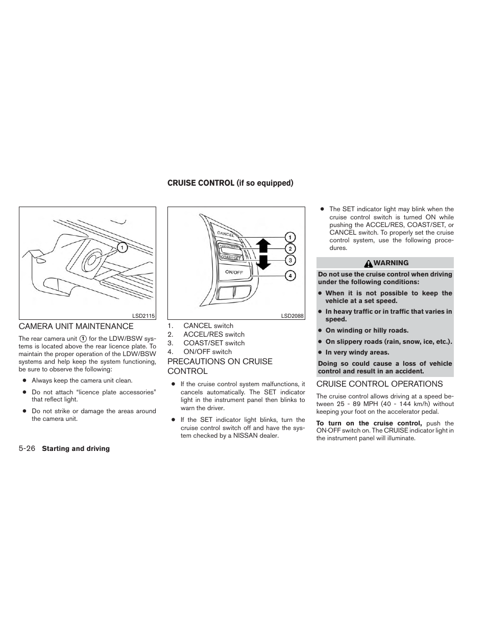 Camera unit maintenance -26, Cruise control (if so equipped) -26 | NISSAN 2014 Altima Sedan - Owner's Manual User Manual | Page 315 / 428