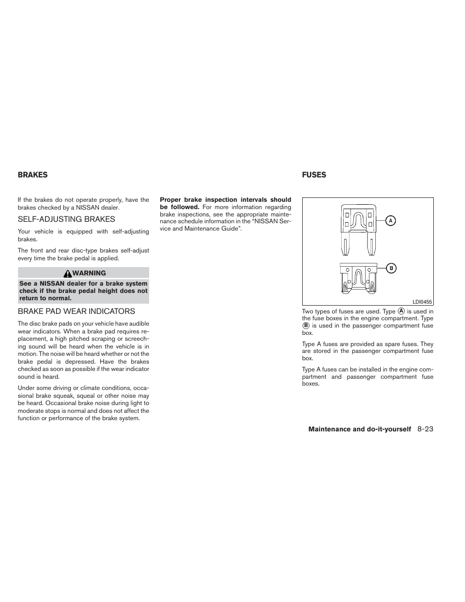 Brakes -23, Fuses -23 | NISSAN 2014 Altima Sedan - Owner's Manual User Manual | Page 372 / 428