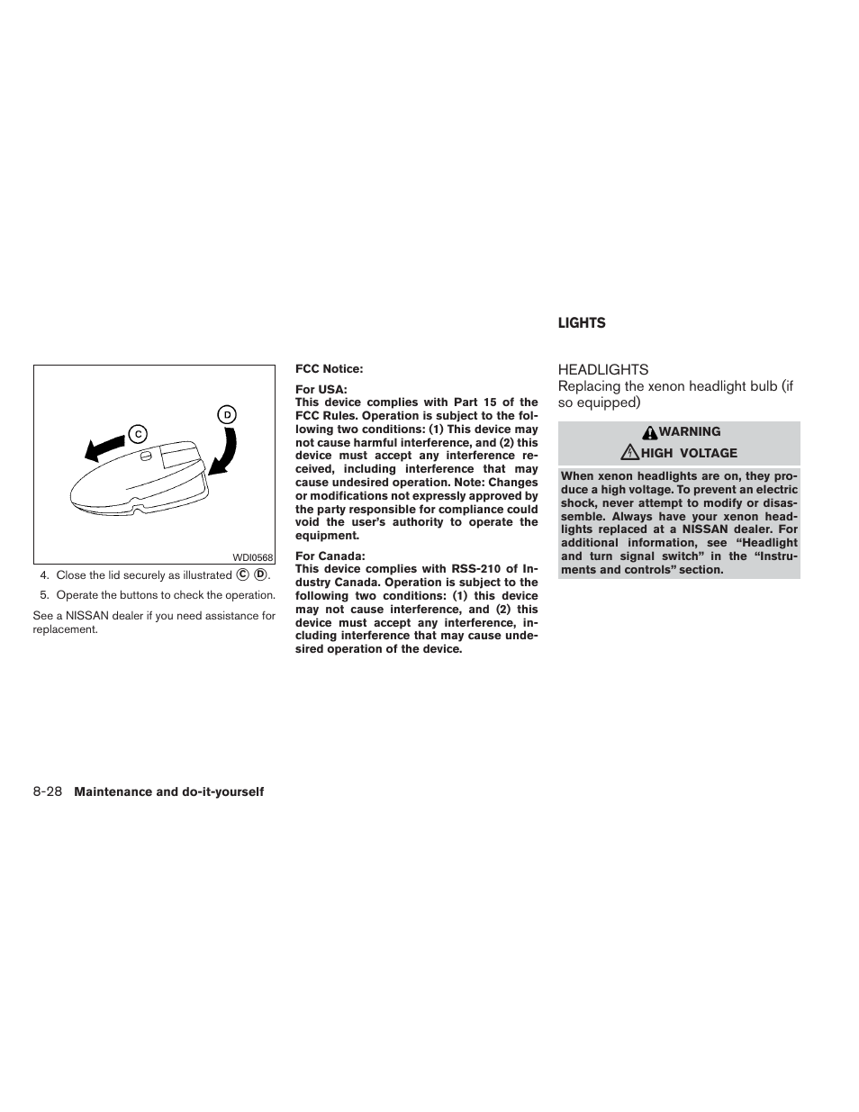 Lights -28, Headlights -28 | NISSAN 2014 Altima Sedan - Owner's Manual User Manual | Page 377 / 428