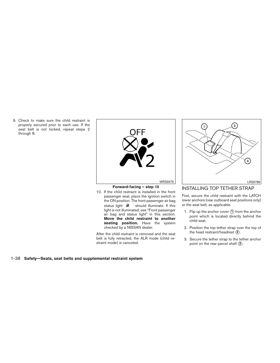 Installing top tether strap -38 | NISSAN 2014 Altima Sedan - Owner's Manual User Manual | Page 55 / 428