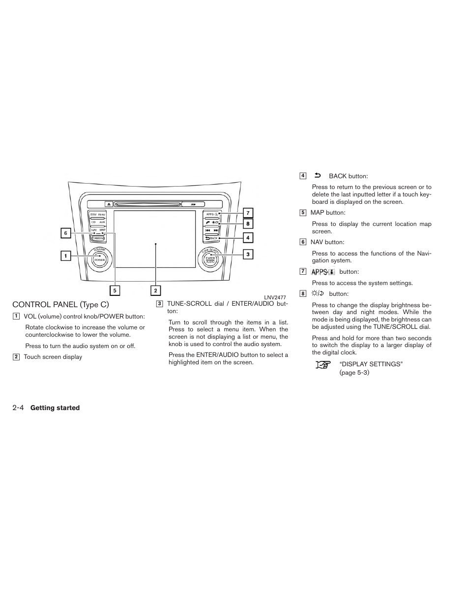 Control panel (type c) -4 | NISSAN 2014 Xterra - Navigation System Owner's Manual User Manual | Page 12 / 80
