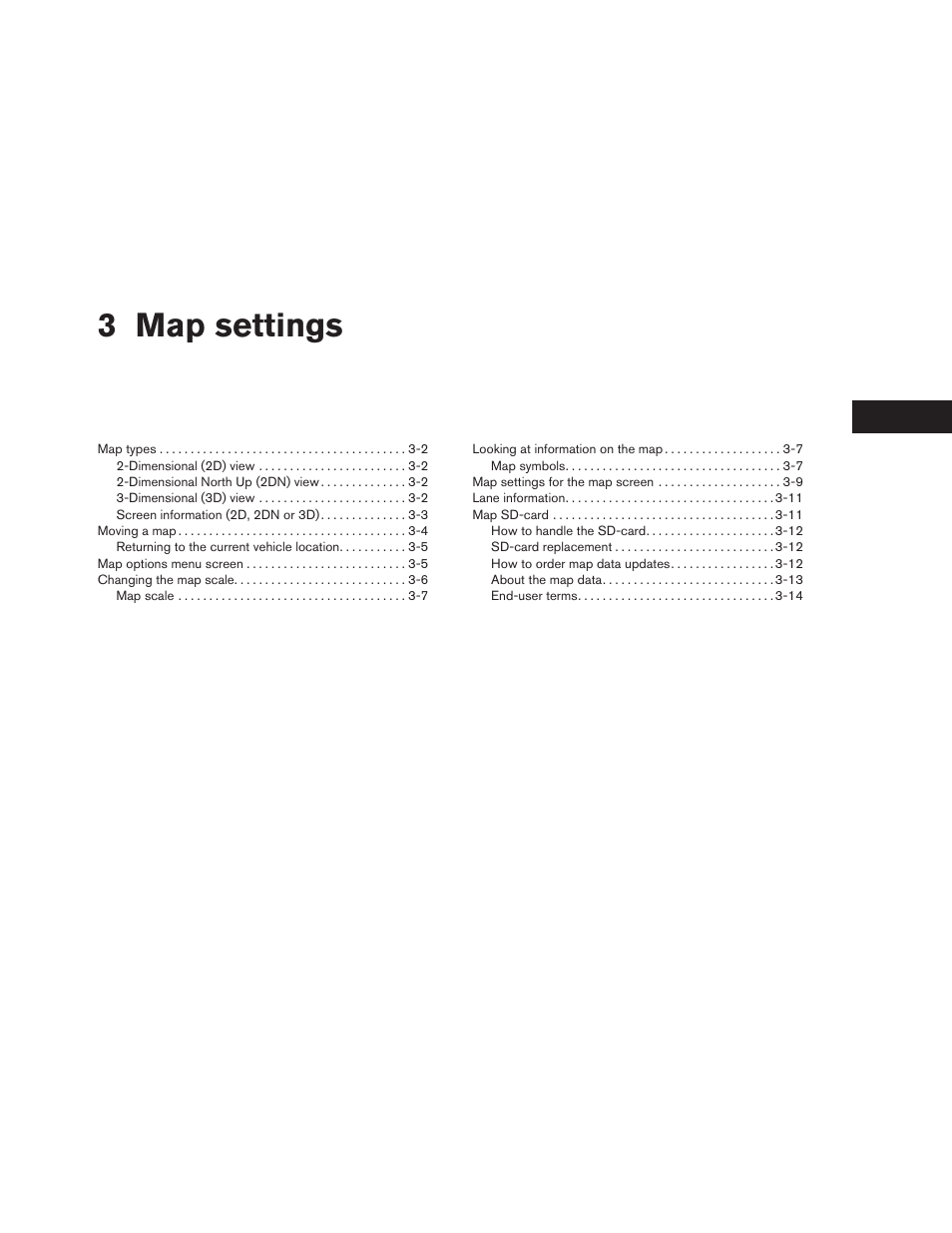 Map settings, 3 map settings | NISSAN 2014 Xterra - Navigation System Owner's Manual User Manual | Page 19 / 80
