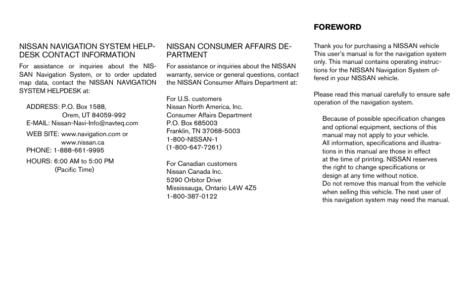 NISSAN 2014 Xterra - Navigation System Owner's Manual User Manual | Page 2 / 80