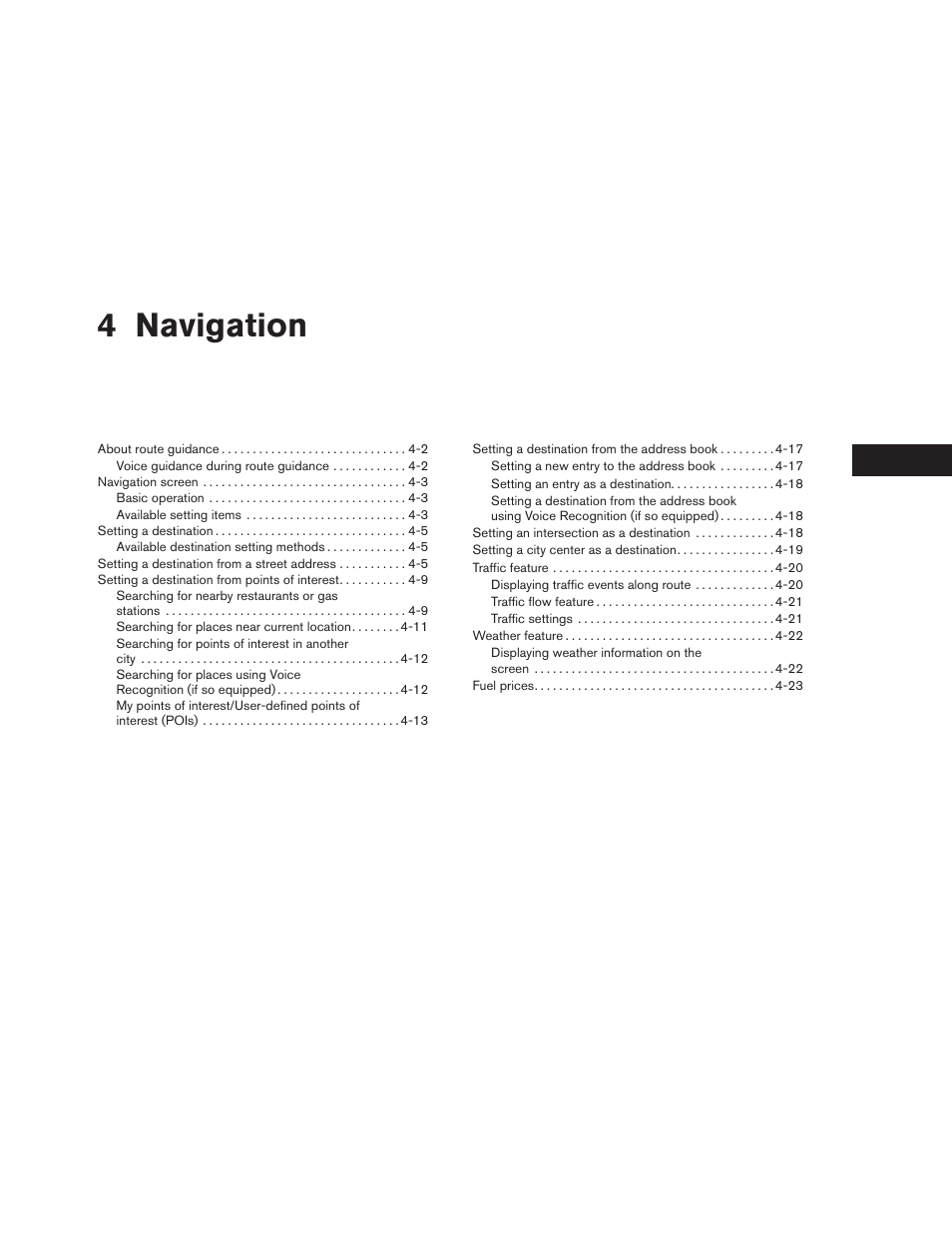 Navigation, 4 navigation | NISSAN 2014 Xterra - Navigation System Owner's Manual User Manual | Page 35 / 80