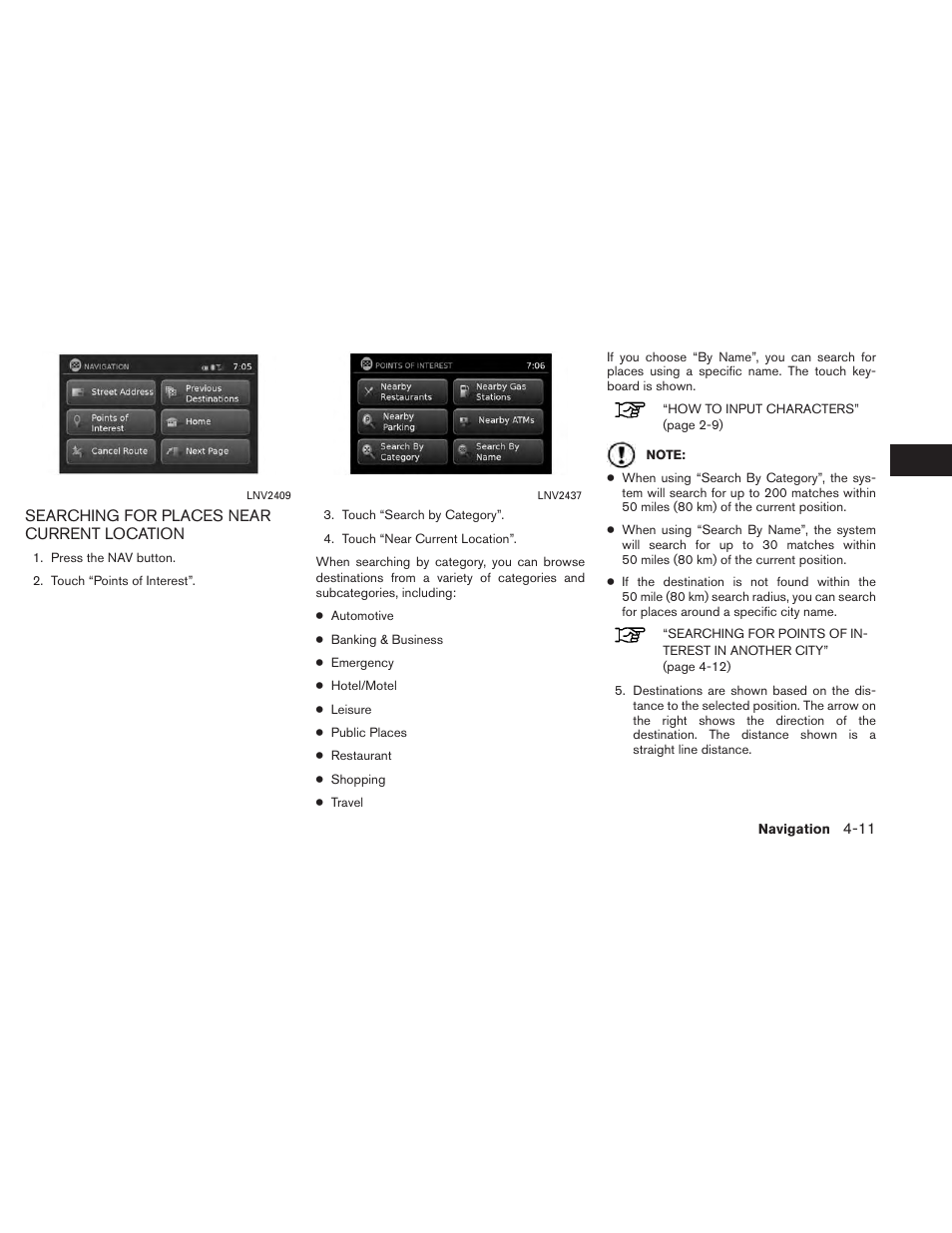 Searching for places near current location -11 | NISSAN 2014 Xterra - Navigation System Owner's Manual User Manual | Page 45 / 80