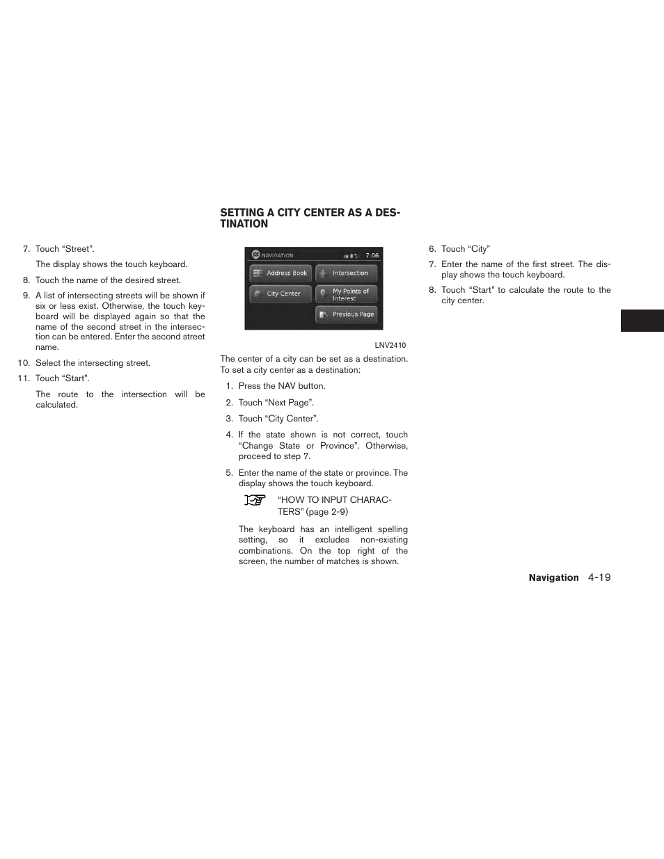 Setting a city center as a destination -19 | NISSAN 2014 Xterra - Navigation System Owner's Manual User Manual | Page 53 / 80
