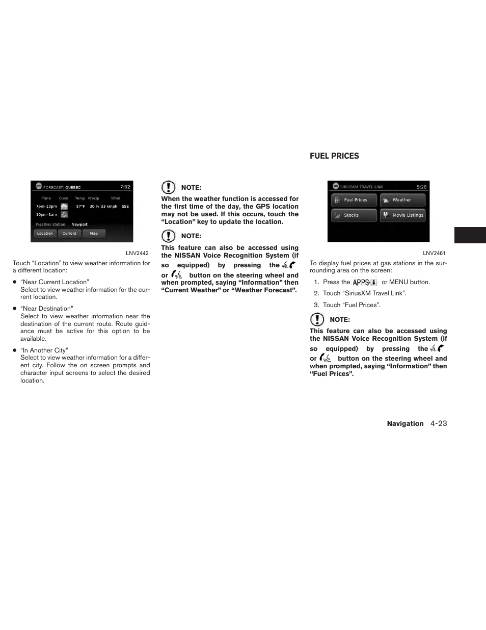 Fuel prices -23 | NISSAN 2014 Xterra - Navigation System Owner's Manual User Manual | Page 57 / 80