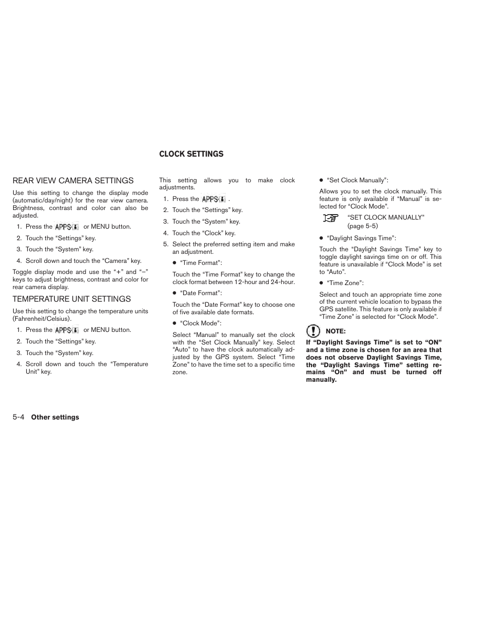 Clock settings -4 | NISSAN 2014 Xterra - Navigation System Owner's Manual User Manual | Page 62 / 80