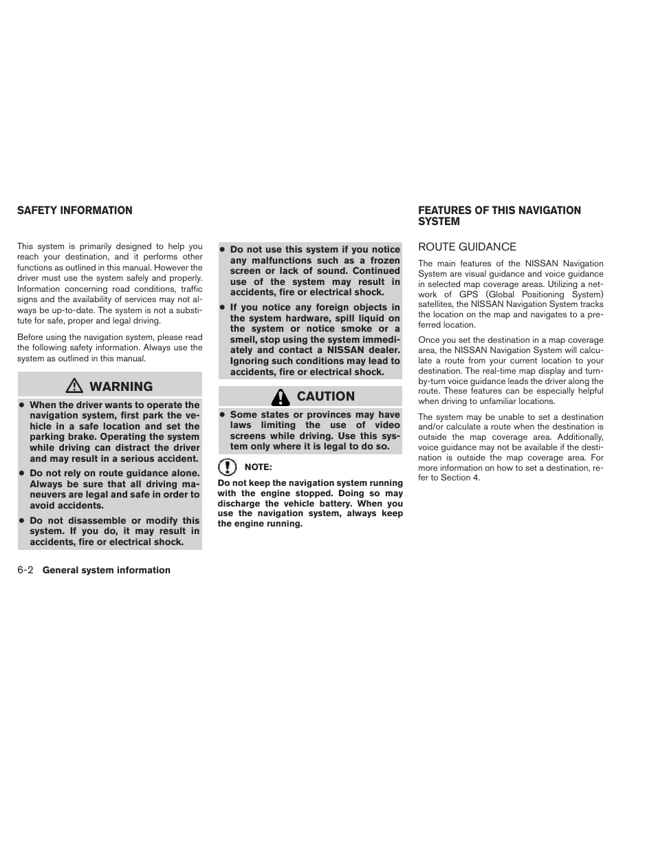 Route guidance -2, Warning, Caution | NISSAN 2014 Xterra - Navigation System Owner's Manual User Manual | Page 66 / 80