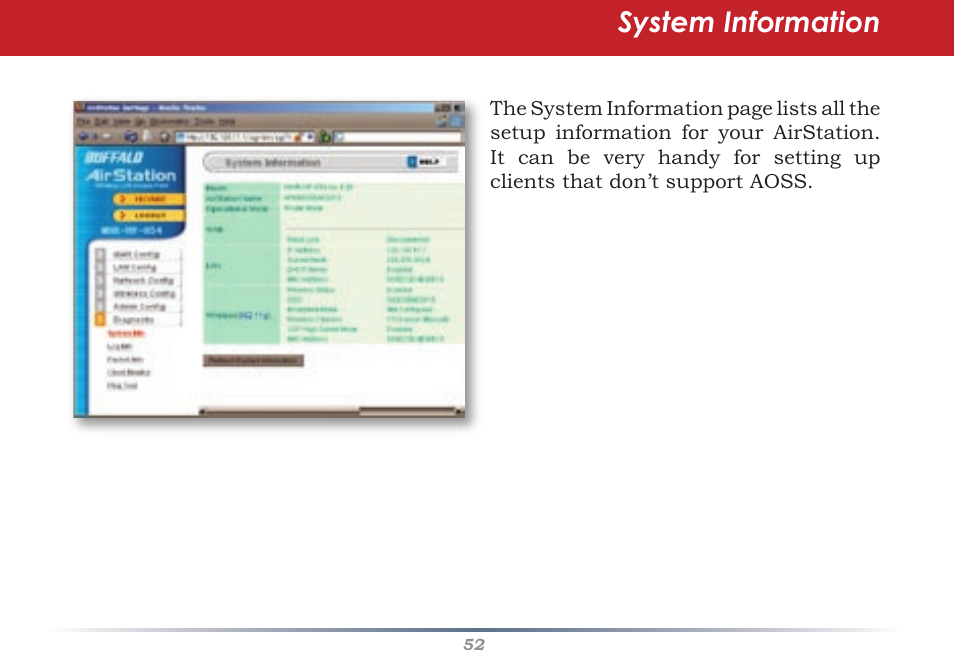 System information | Buffalo Technology Buffalo AirStation WHR-G54S User Manual | Page 52 / 93