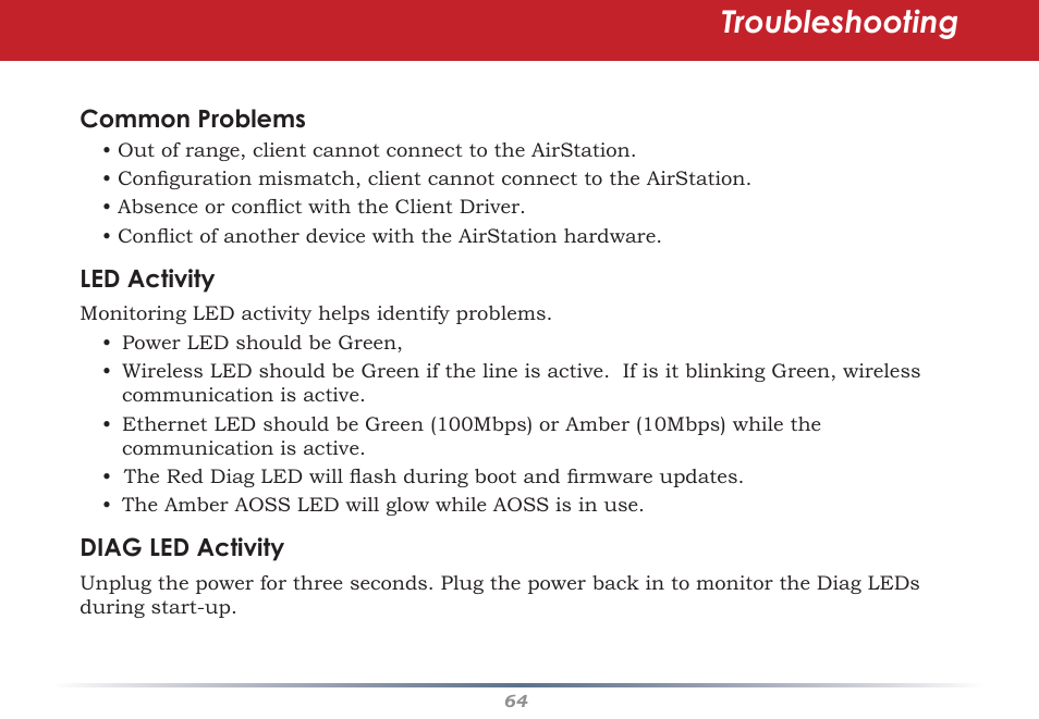 Troubleshooting | Buffalo Technology Buffalo AirStation WHR-G54S User Manual | Page 64 / 93