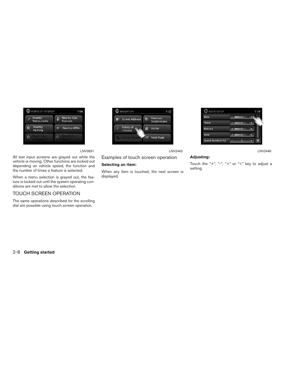 Touch screen operation -8 | NISSAN 2015 Xterra - Navigation System Owner's Manual User Manual | Page 16 / 81