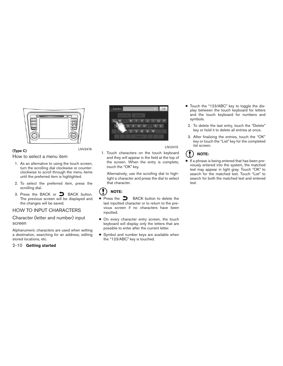 How to input characters -10 | NISSAN 2015 Xterra - Navigation System Owner's Manual User Manual | Page 18 / 81