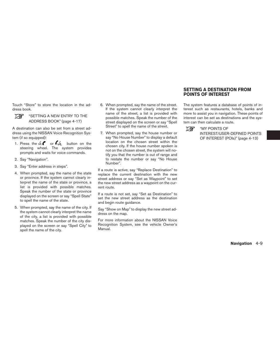 Setting a destination from points of interest -9 | NISSAN 2015 Xterra - Navigation System Owner's Manual User Manual | Page 43 / 81