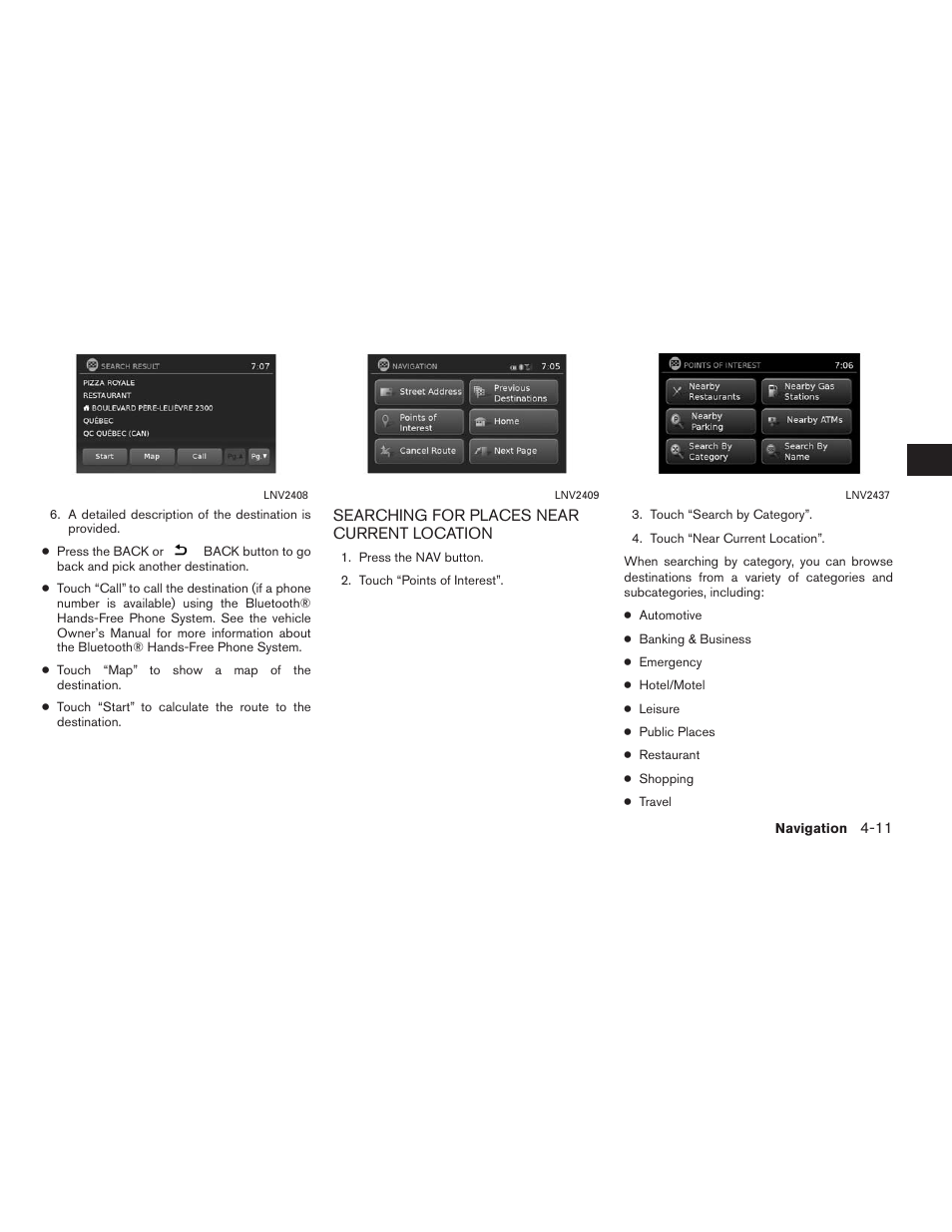 Searching for places near current location -11 | NISSAN 2015 Xterra - Navigation System Owner's Manual User Manual | Page 45 / 81
