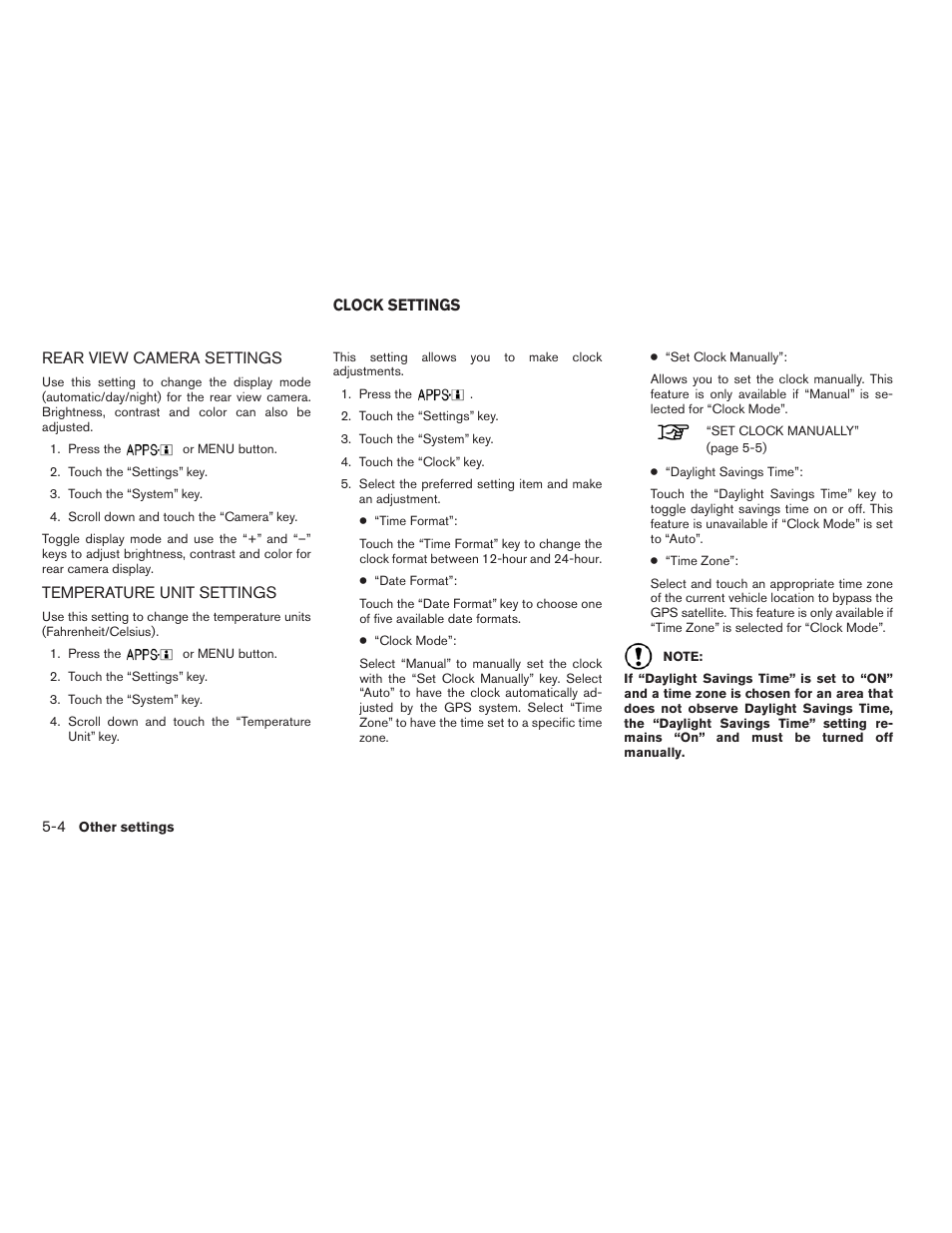 Clock settings -4 | NISSAN 2015 Xterra - Navigation System Owner's Manual User Manual | Page 62 / 81