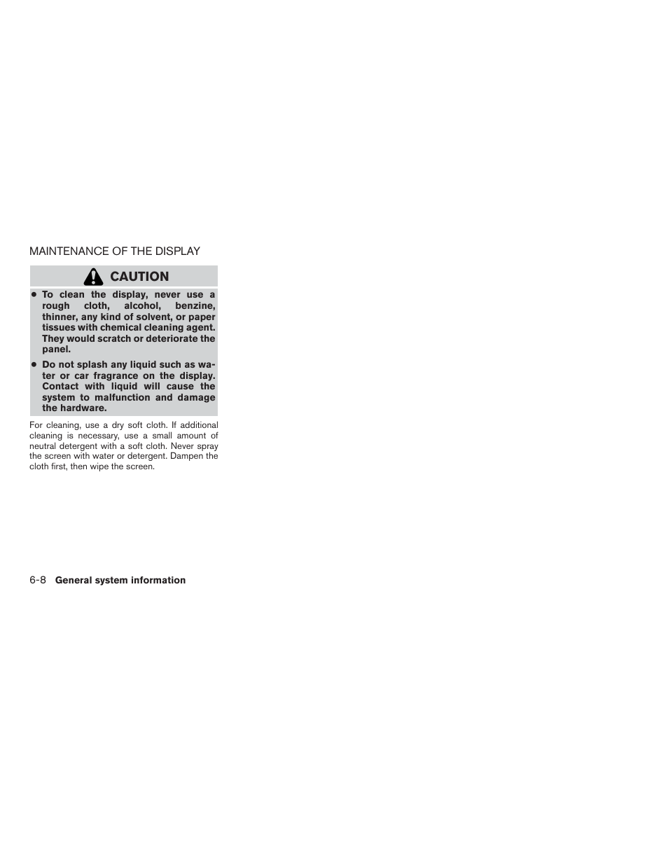 Maintenance of the display -8, Caution | NISSAN 2015 Xterra - Navigation System Owner's Manual User Manual | Page 72 / 81