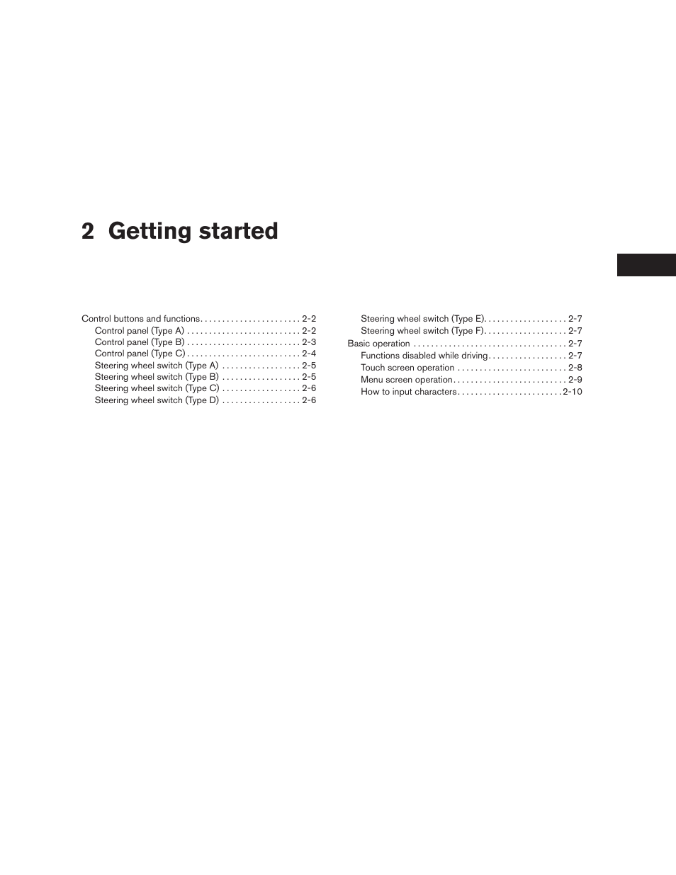 Getting started, 2 getting started | NISSAN 2015 Xterra - Navigation System Owner's Manual User Manual | Page 9 / 81