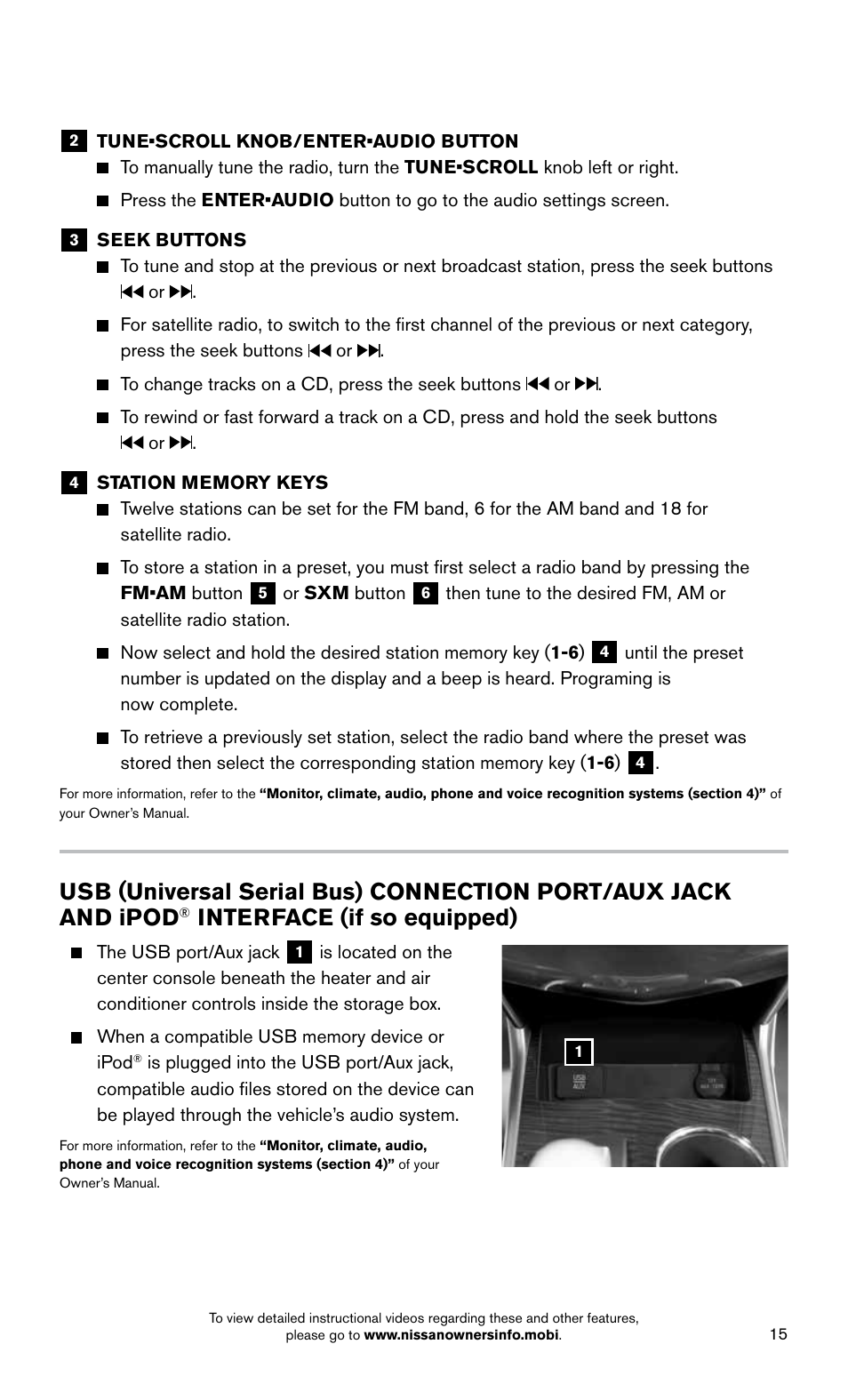 Interface (if so equipped) | NISSAN 2015 Altima Sedan - Quick Reference Guide User Manual | Page 17 / 28