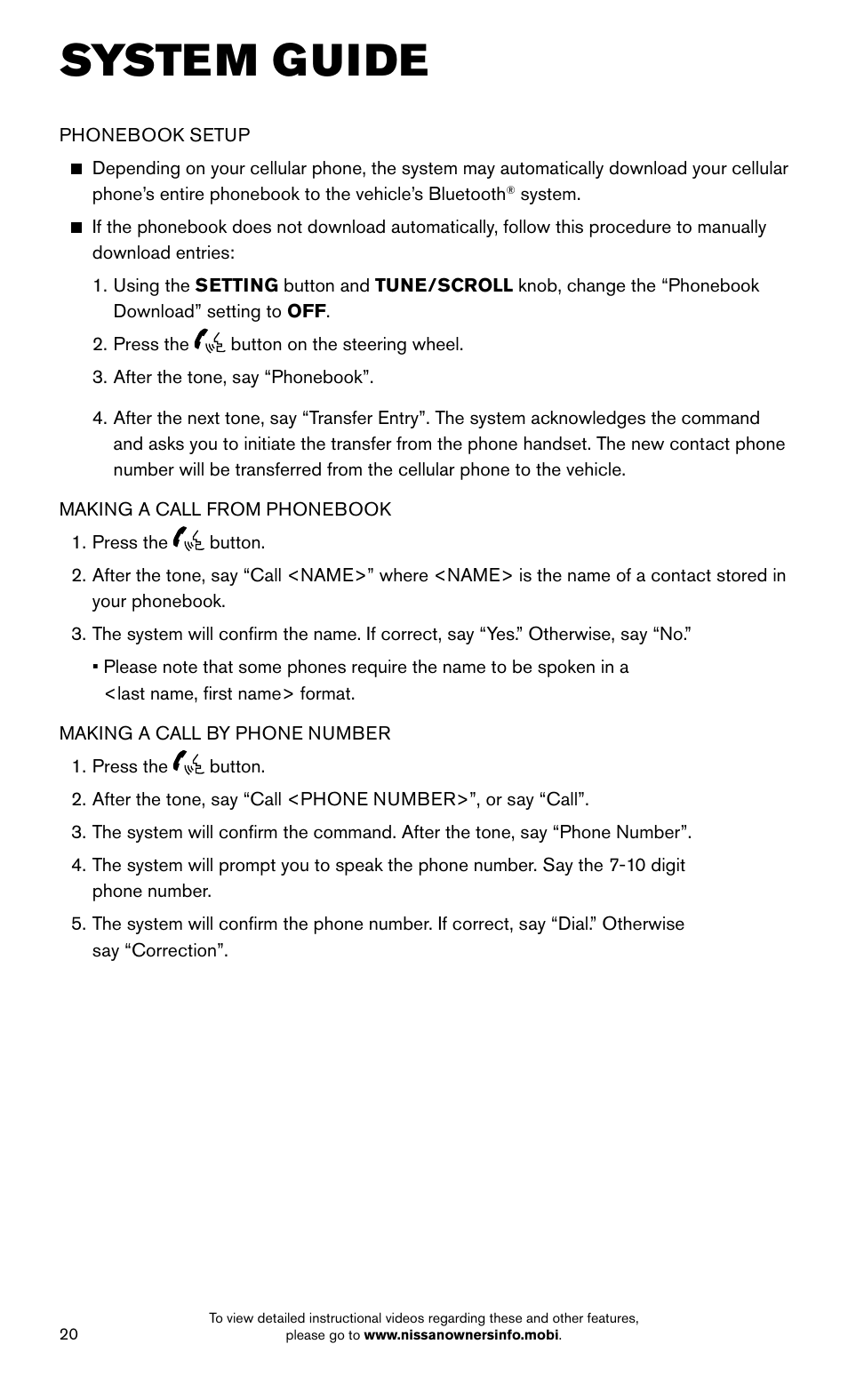 System guide | NISSAN 2015 Altima Sedan - Quick Reference Guide User Manual | Page 22 / 28