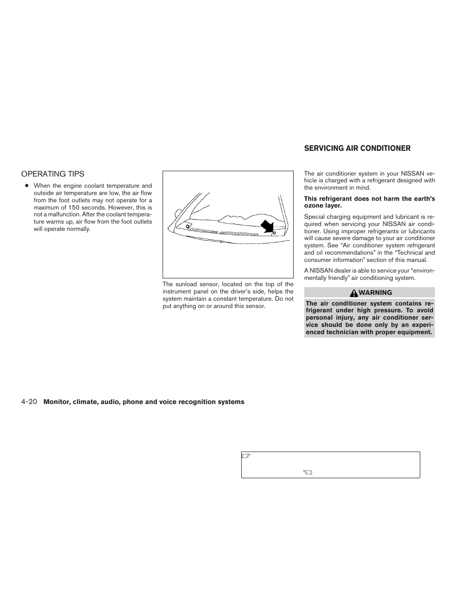 Operating tips -20, Servicing air conditioner -20 | NISSAN 2009 Altima Coupe - Owner's Manual User Manual | Page 184 / 373