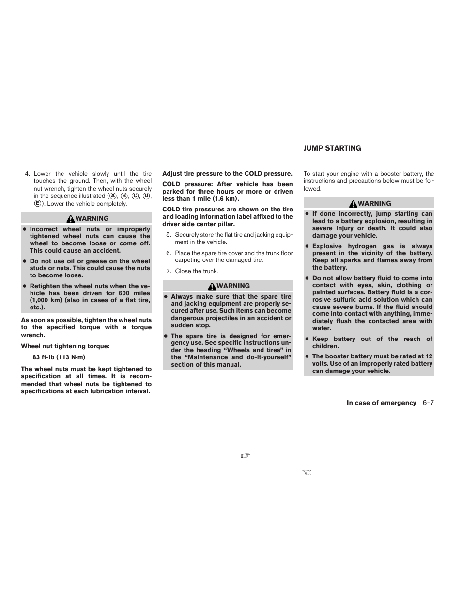 Jump starting -7 | NISSAN 2009 Altima Coupe - Owner's Manual User Manual | Page 275 / 373