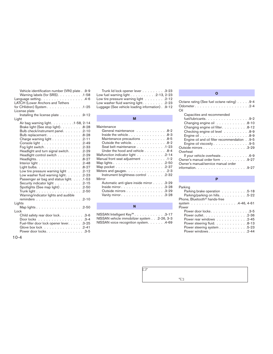 NISSAN 2009 Altima Coupe - Owner's Manual User Manual | Page 368 / 373