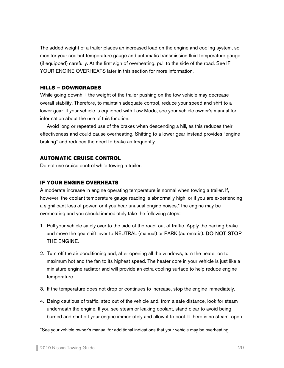 NISSAN 2010 Versa Hatchback - Towing Guide User Manual | Page 21 / 30