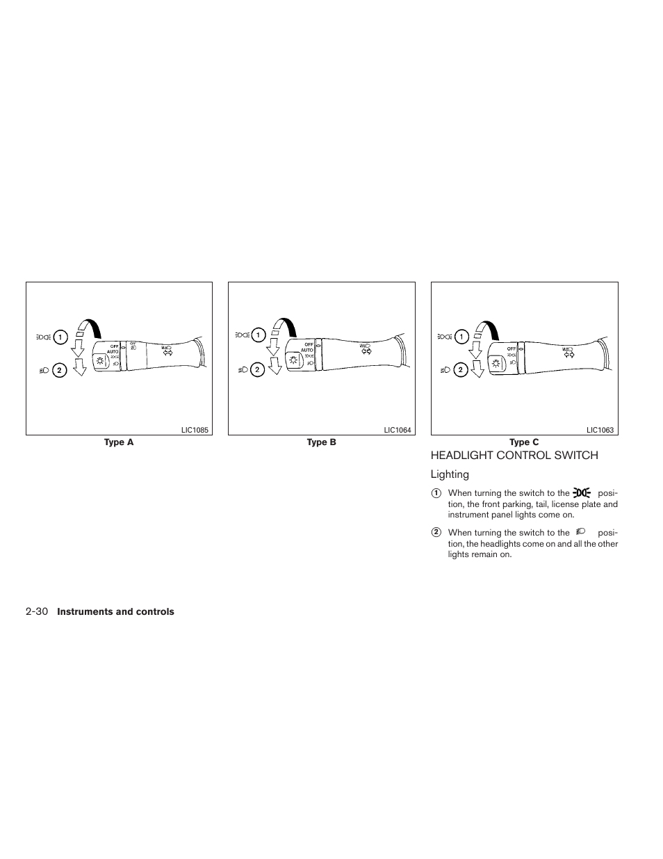 Headlight control switch -30 | NISSAN 2013 Altima Coupe - Owner's Manual User Manual | Page 101 / 414