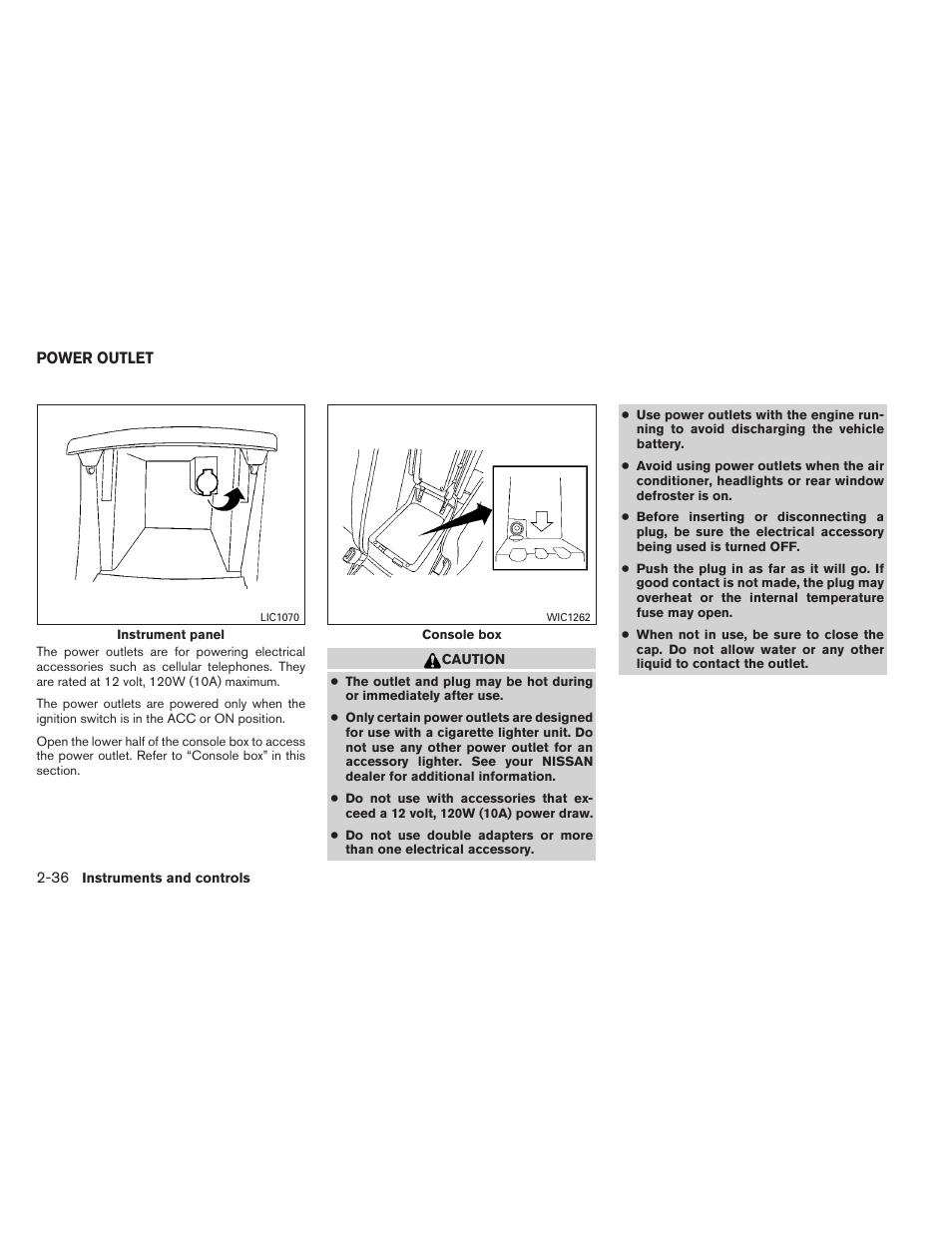 Power outlet -36 | NISSAN 2013 Altima Coupe - Owner's Manual User Manual | Page 107 / 414