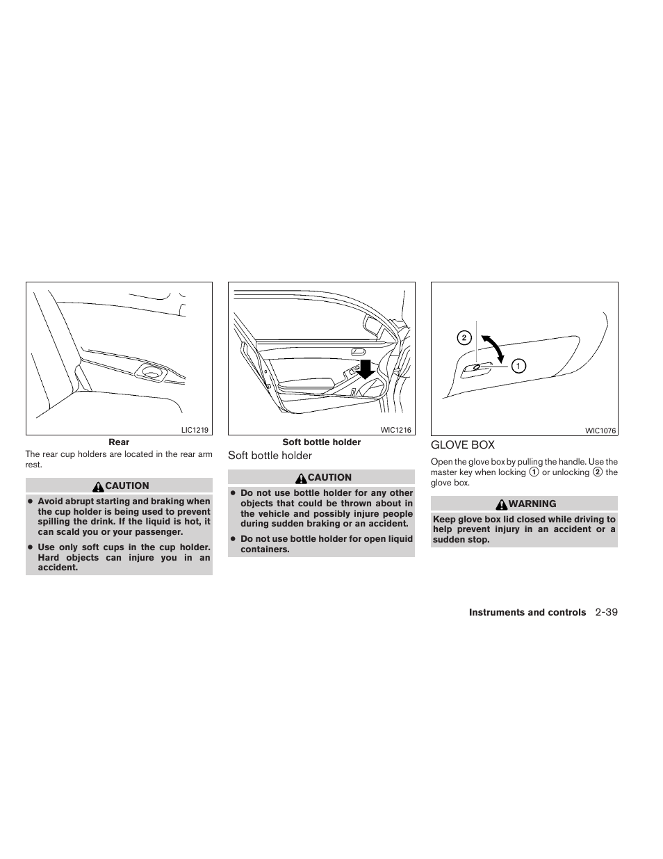 Glove box -39 | NISSAN 2013 Altima Coupe - Owner's Manual User Manual | Page 110 / 414