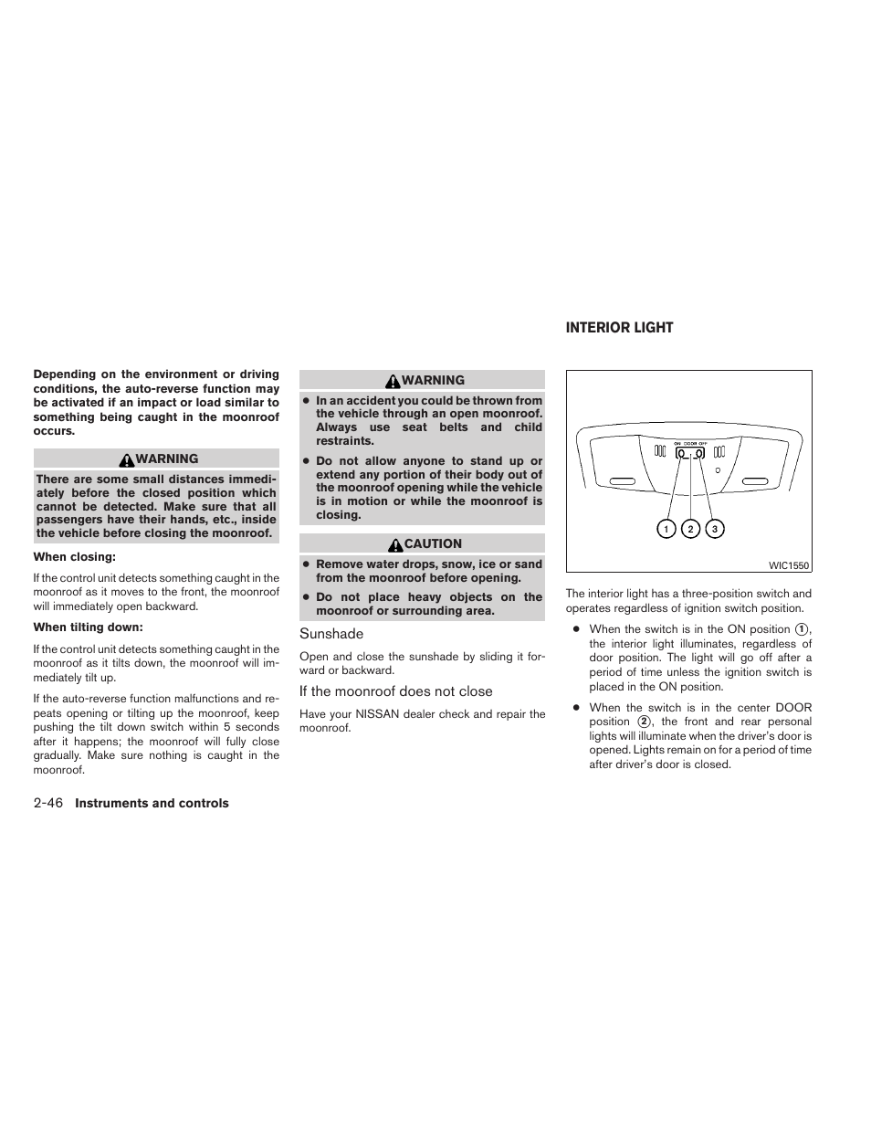 Interior light -46 | NISSAN 2013 Altima Coupe - Owner's Manual User Manual | Page 117 / 414