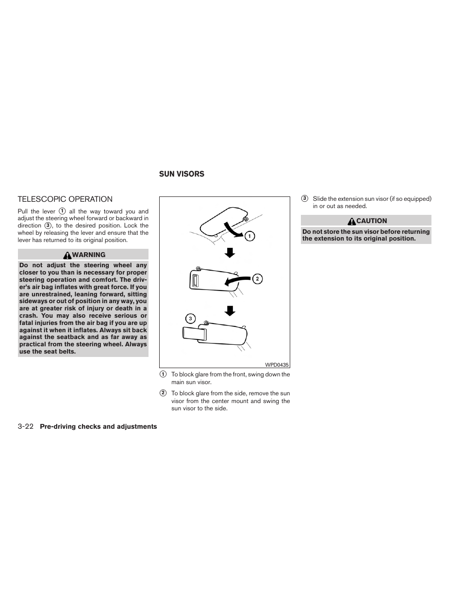 Telescopic operation -22, Sun visors -22 | NISSAN 2013 Altima Coupe - Owner's Manual User Manual | Page 145 / 414