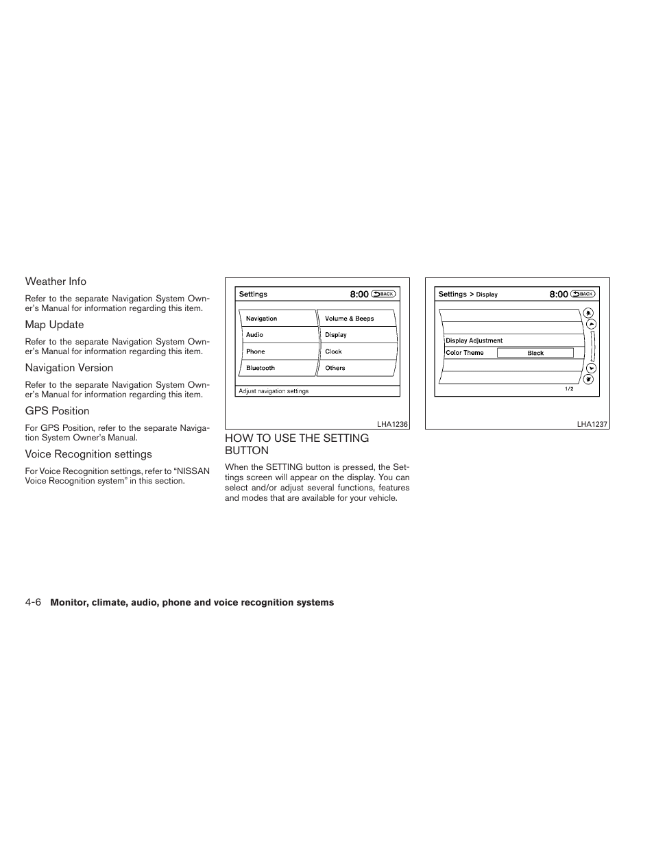 How to use the setting button -6 | NISSAN 2013 Altima Coupe - Owner's Manual User Manual | Page 155 / 414