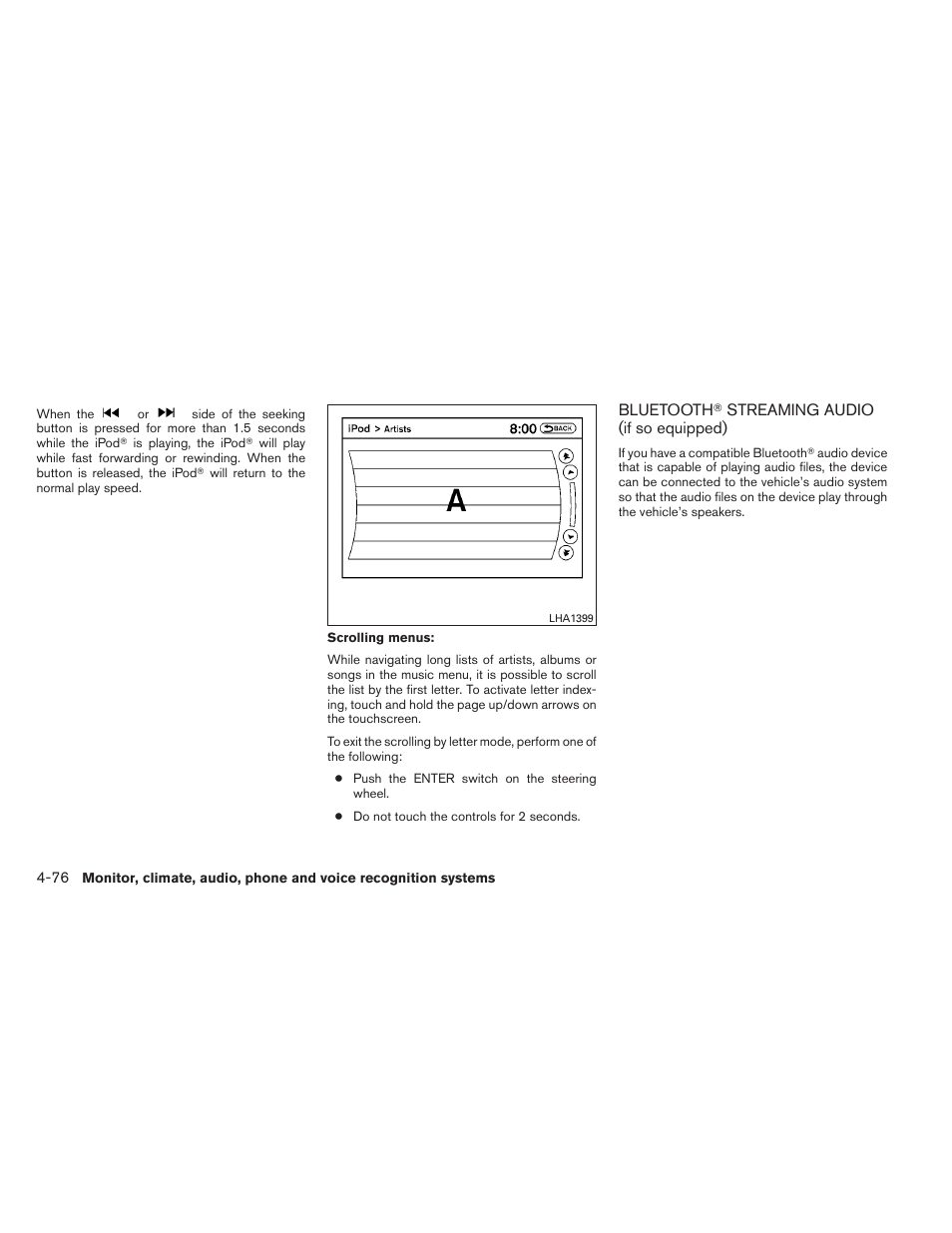 Bluetooth, Streaming audio (if so equipped) -76 | NISSAN 2013 Altima Coupe - Owner's Manual User Manual | Page 225 / 414