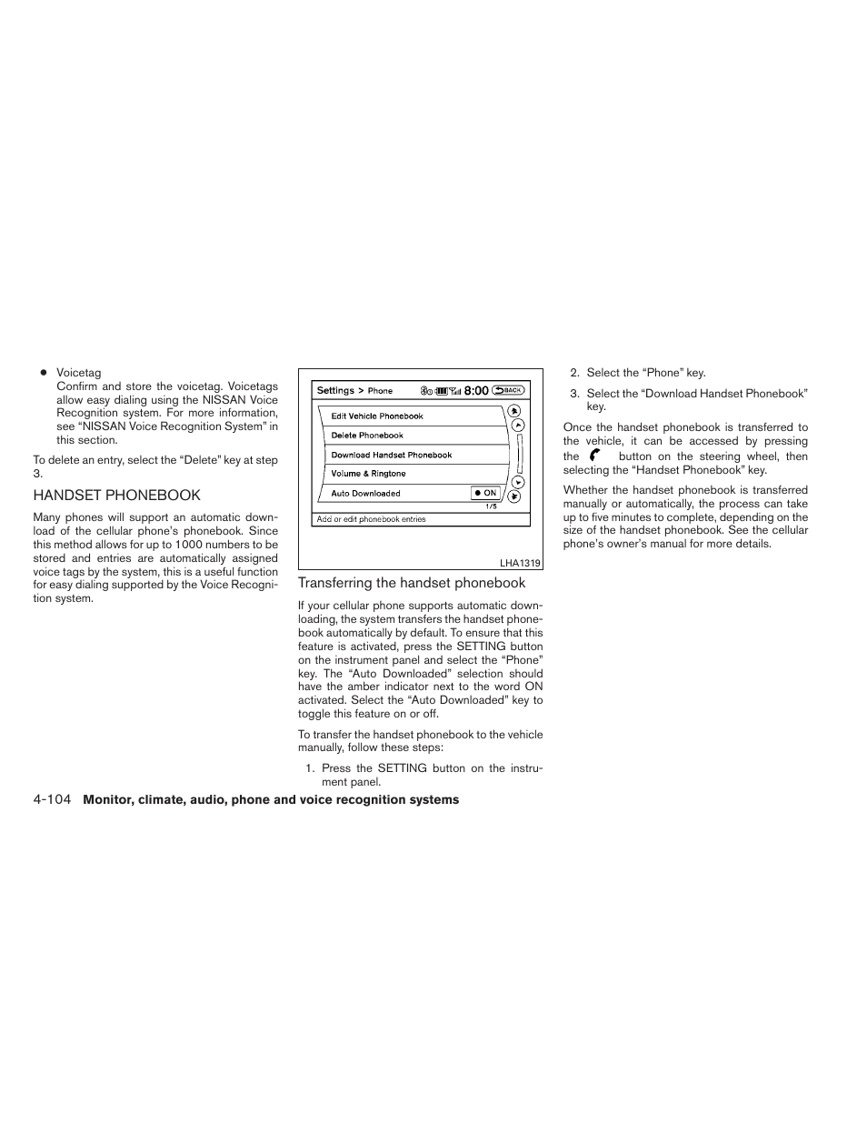 Handset phonebook -104 | NISSAN 2013 Altima Coupe - Owner's Manual User Manual | Page 253 / 414