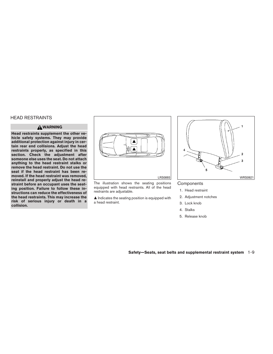 Head restraints -9 | NISSAN 2013 Altima Coupe - Owner's Manual User Manual | Page 26 / 414