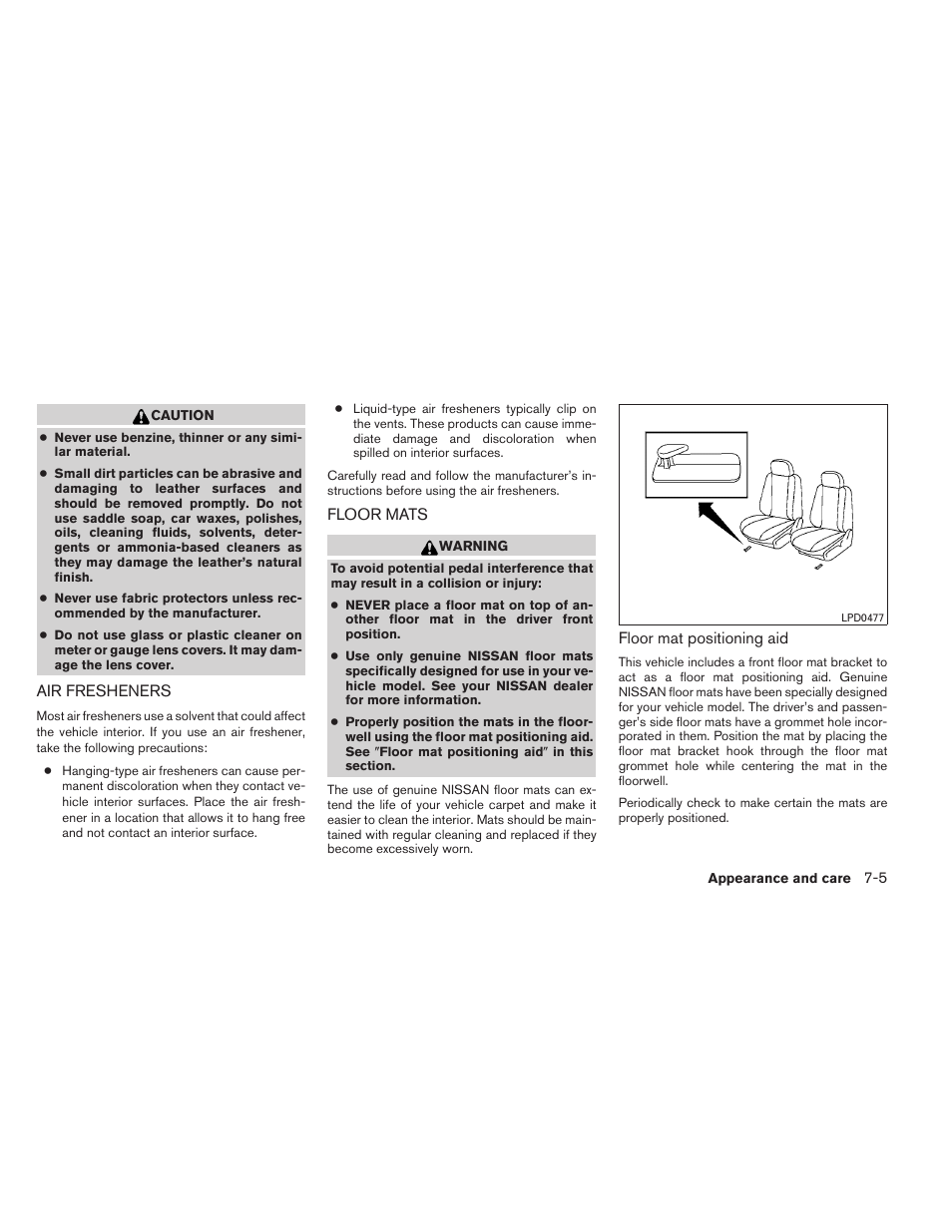 Air fresheners -5 floor mats -5 | NISSAN 2013 Altima Coupe - Owner's Manual User Manual | Page 328 / 414