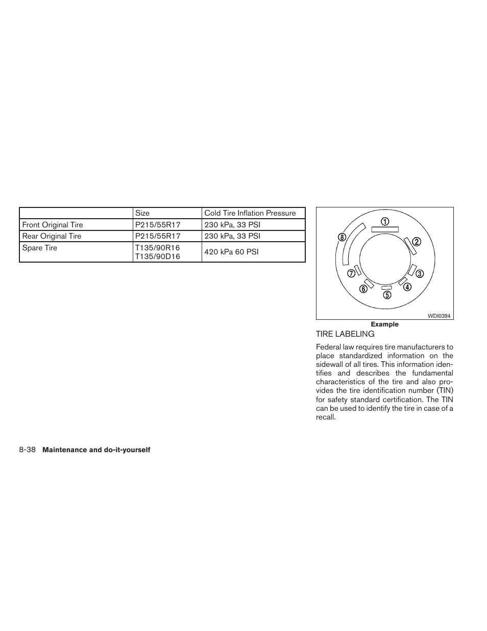 Tire labeling -38 | NISSAN 2013 Altima Coupe - Owner's Manual User Manual | Page 369 / 414