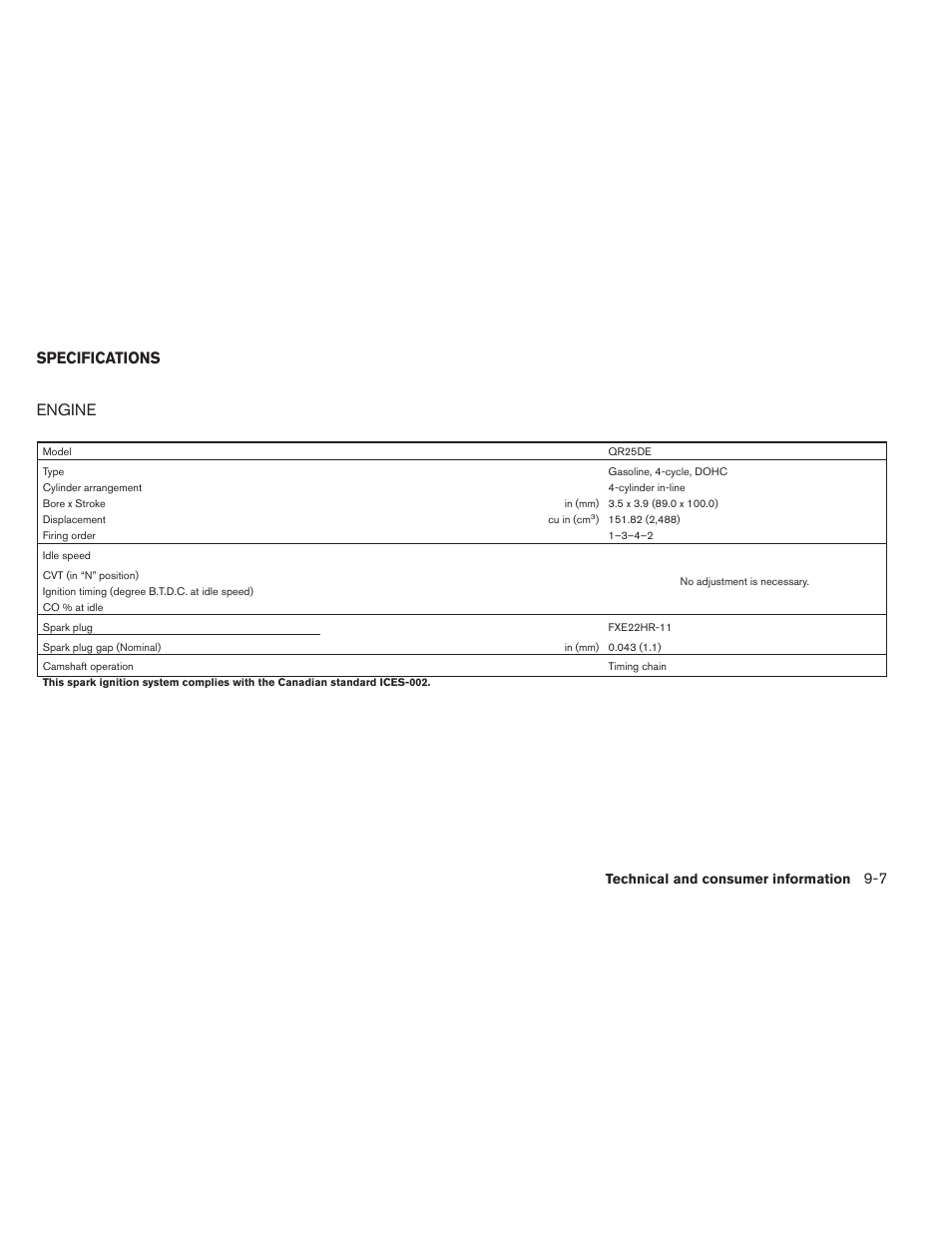 Specifications -7, Engine -7, Engine | Specifications | NISSAN 2013 Altima Coupe - Owner's Manual User Manual | Page 384 / 414